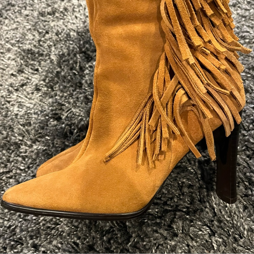 🌺PREDICTIONS VINTAGE TAN SUEDE FRINGE ANKLE BOOT SIZE 5.5🌺 - Picture 6 of 10